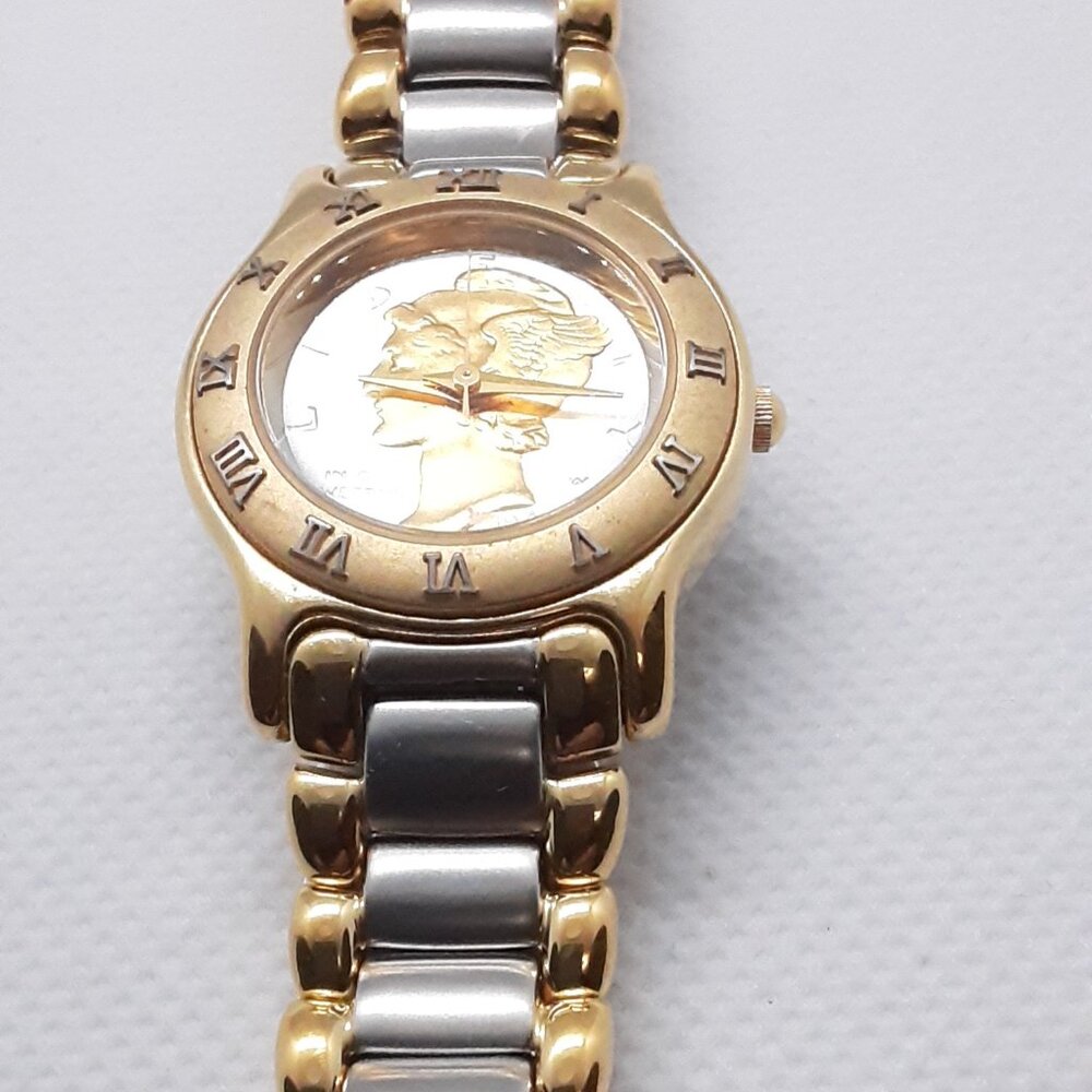 HOST PICK!!  Banker finance style ...  NEW Ladies Mercury Dime Coinwatch - Picture 2 of 9